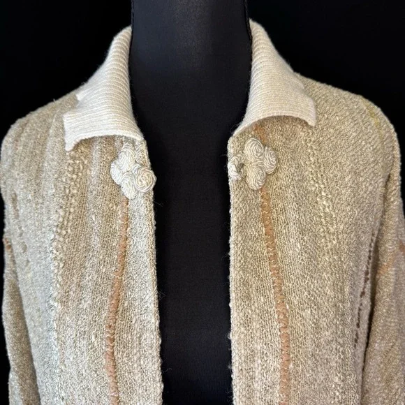Zonda Nellis Vintage Knit Cardigan 1970s Oversized Cozy Lagenlook Wearable Art M - Picture 3 of 16